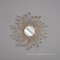 Mayco Elegance Flower Shape Gold Metal Wall Mirror Decoration espelho